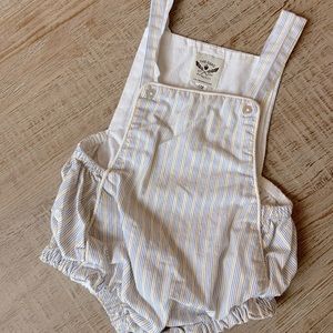 The Oaks Apparel navy and yellow striped romper size 6 months